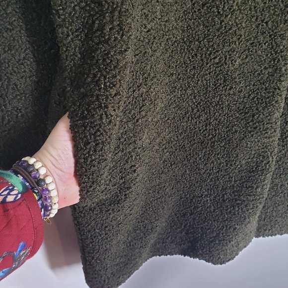 A New Day Faux Shearling Teddy Bear Coat L Olive Green - Picture 5 of 10